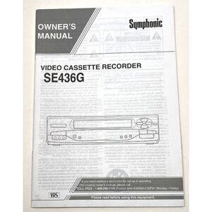 SYMPHONIC Video Cassette Recorder VCR SE436G OWNER'S MANUAL ONLY **No VCR** EUC